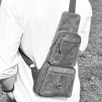 Kožený crossbag Federico "Krídla" čierny
