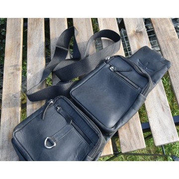 Kožený crossbag Federico "Krídla" čierny